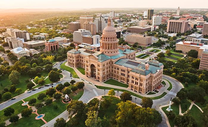 Aerial view of government building