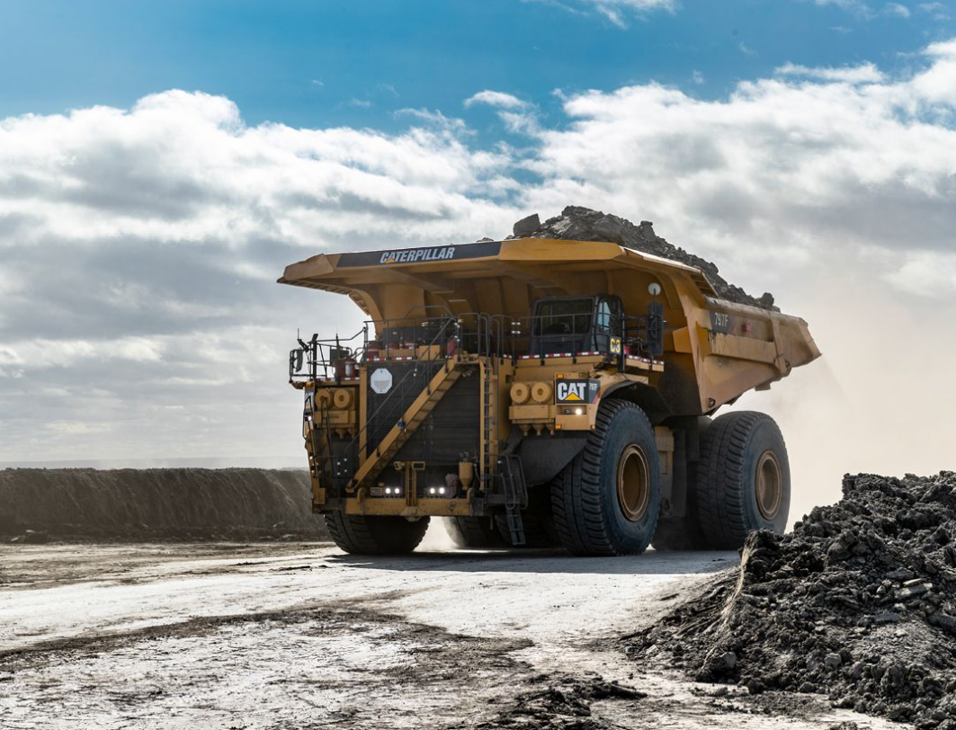 CAT dump truck moving ground